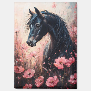 Aimant Beau Cheval Blush Fleur sauvage rose