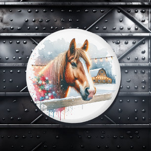 Aimant Beau Cheval Brown à la ferme Noël