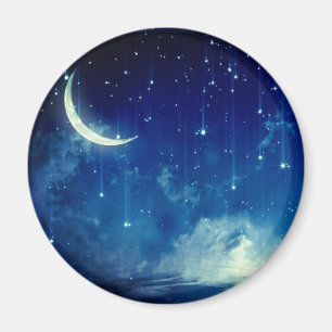 Aimant Beau ciel bleu nuit et croissant lune
