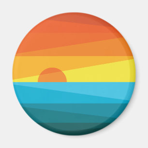 Aimant Beau coucher de soleil et vagues de mer