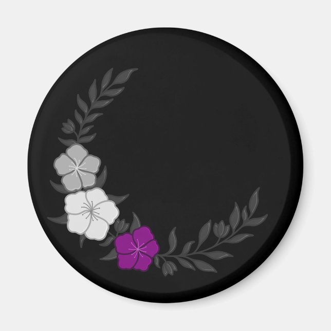 Aimant Beau Croissant de fleurs Asexuelles subtiles (Devant)