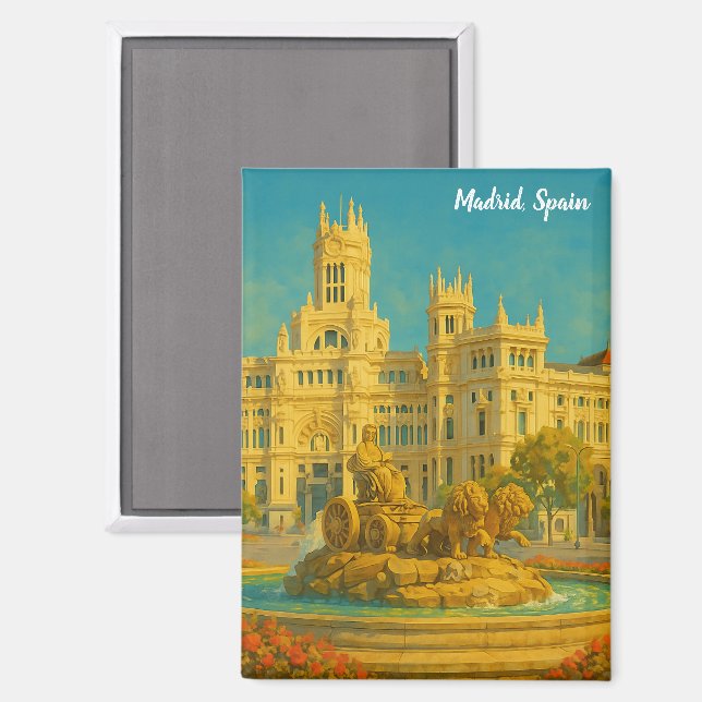 Aimant Beau Madrid Espagne Art de Voyage Rétro (Recto/Verso)