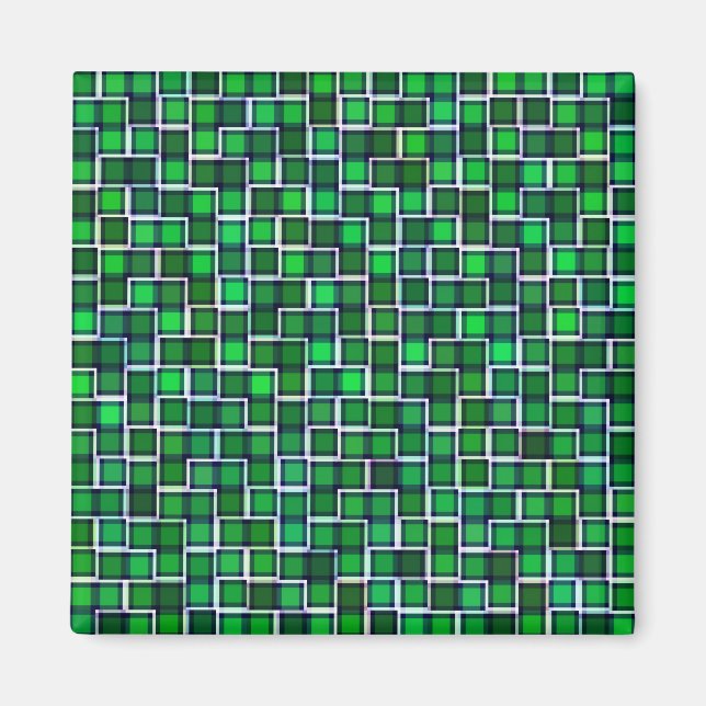 Aimant Beau Motif en Carrelage Abstrait en Vert (Devant)