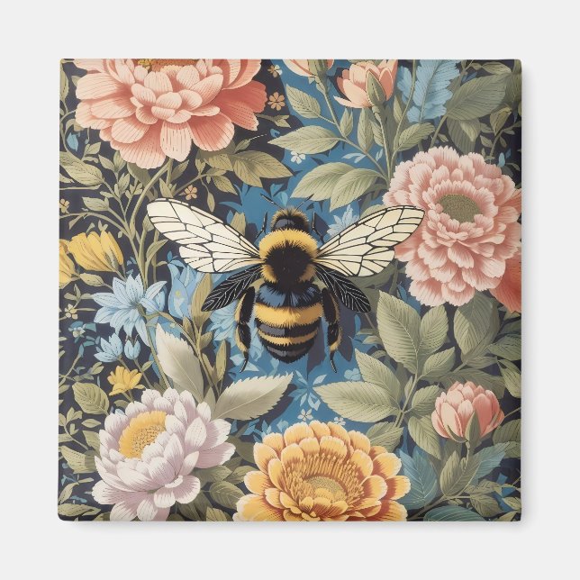 Aimant Beau Pastel Floral et Bumblebee (Devant)
