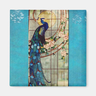 Aimant Beau Peacock en verre teint