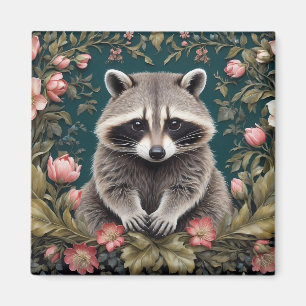 Aimant Beau Racoon rose floral
