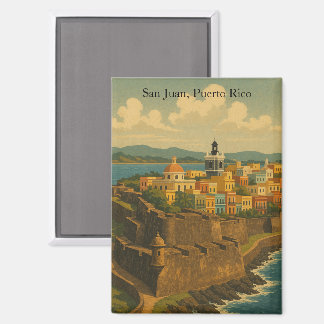 Aimant Beau San Juan Porto Rico Retro Art