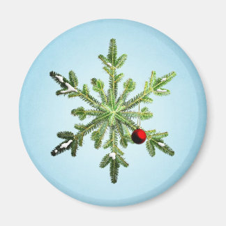 Aimant Beau Snowy Pine Snowflake Noël
