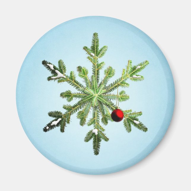 Aimant Beau Snowy Pine Snowflake Noël (Devant)