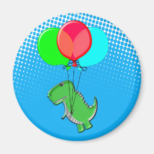 Aimant Beau Vol T-Rex Avec Ballons Dans Ciel Bleu