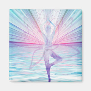 Aimant Beau Vrikshasana Yoga Rose Et Bleu