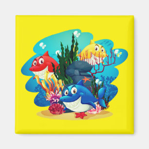 Aimant Beaucoup de requins sous-marins Cartoon-23986