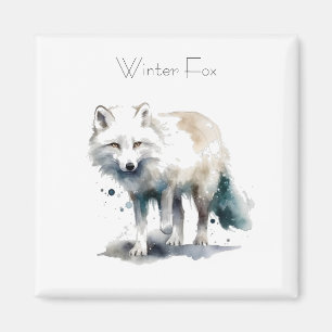 Aimant Beauté Arctique : Renard d'hiver personnalisé