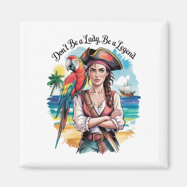 Aimant Beauté du boucaner pirate féminin sur le pont (Devant)