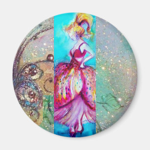 Aimant BEAUTÉ EN ROSE / Plante papillon magique