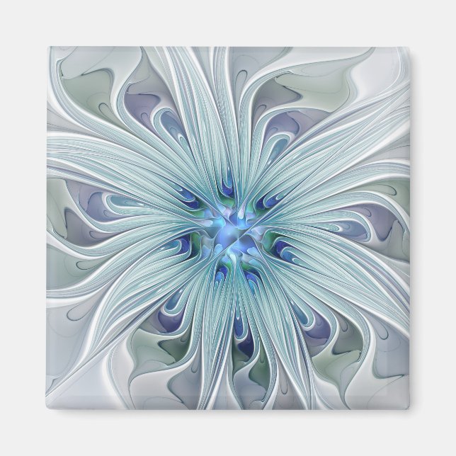 Aimant Beauté florale Abstraite moderne Blue Pastel Flowe (Devant)