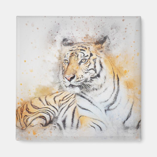 Aimant Beautiful Bengal Tiger Painting (Devant)