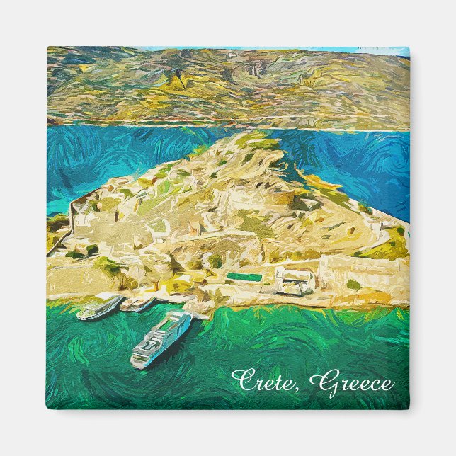 Aimant Beautiful Crete Greece Scenery Oil Paint (Devant)