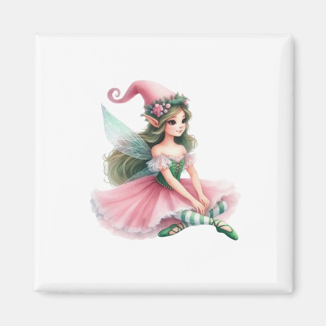 Aimant Beautiful Fairy Gnome with Striped Tights Women's  (Devant)