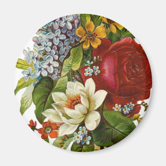 Aimant Beautiful Romantic Summer Bouquet with Red Rose (Devant)