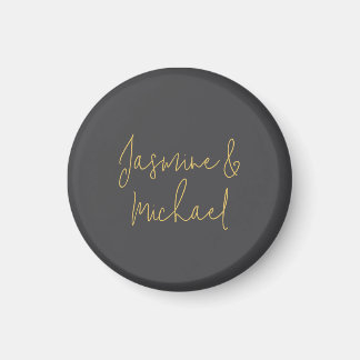 Aimant Beaux Noms De Couple Calligraphie Chic Gris Et Or