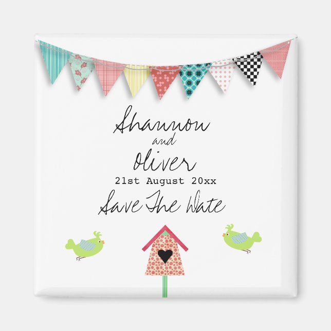 Aimant Beaux Oiseaux Whimsical Et Birdhouse Enregistrer L (Devant)