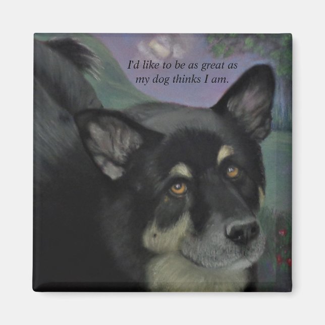 Aimant Beaux yeux de chien noir (Devant)