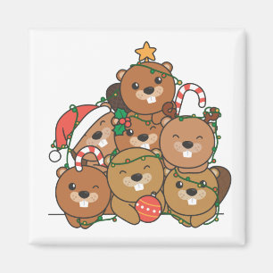 Aimant Beaver Christmas Tree Drôle Animal Christmas Magne
