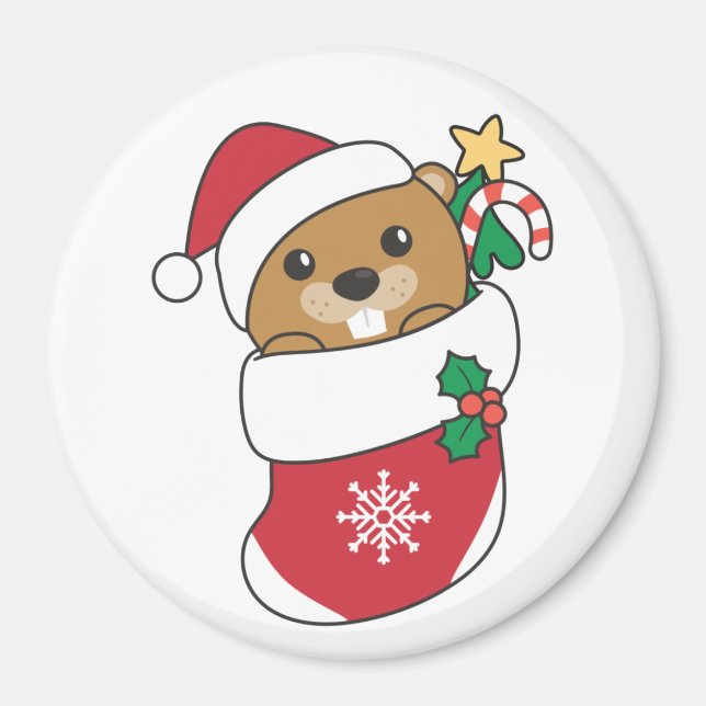 Aimant Beaver Noël Neige Hiver Animaux Castor (Devant)
