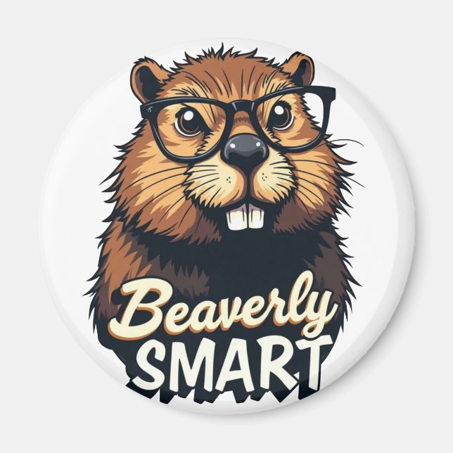 Aimant Beaverly Smart - Drôle Castor avec lunettes Graphi (Devant)
