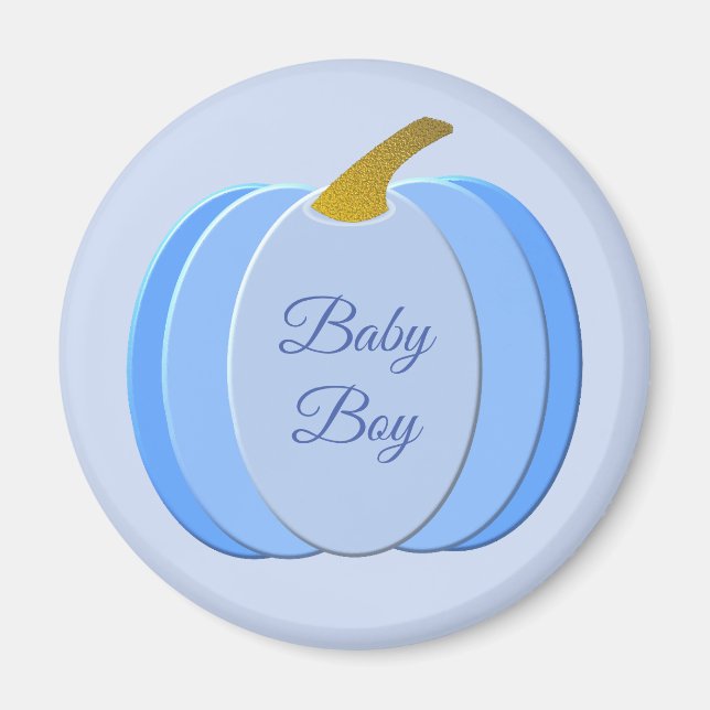 Aimant Bébé Bleu mignon Citrouille Personnalisé (Devant)