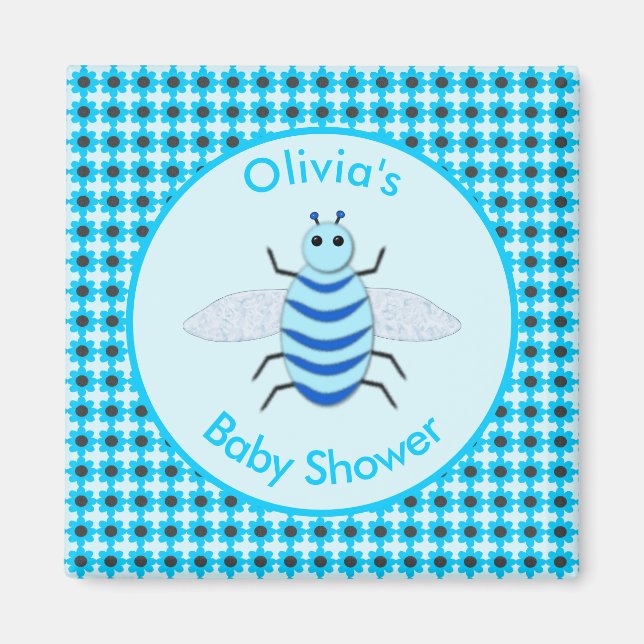 Aimant Bébé bleu mignonne Baby shower d'abeilles (Devant)