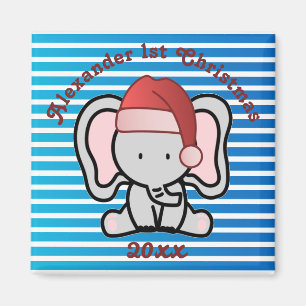 Aimant Bébé bleu personnalisé Nom du garçon Premier Noël 