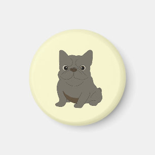 Aimant Bébé Bouledogue Français Gris, Crème,