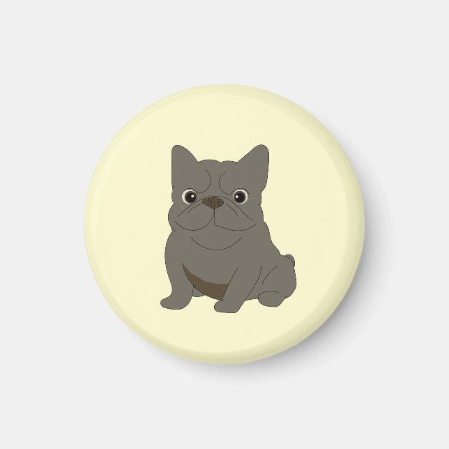 Aimant Bébé Bouledogue Français Gris, Crème, (Devant)
