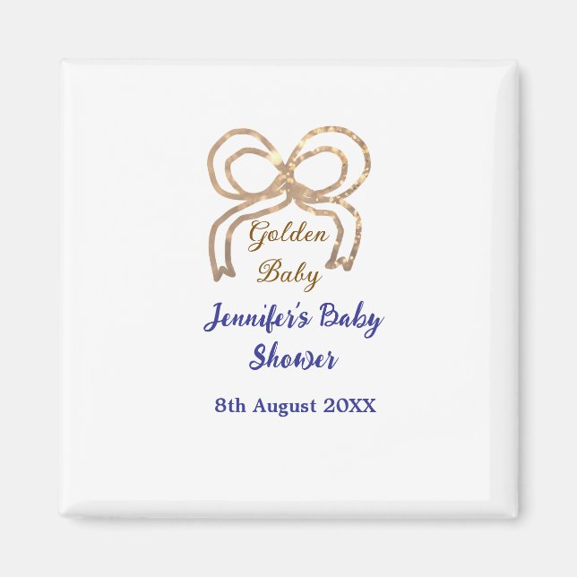 Aimant Bébé d'or arc bleu royal baby shower (Devant)