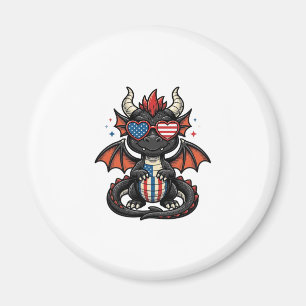 Aimant Bébé Dragon Patriotique Vintage Vector Design de T