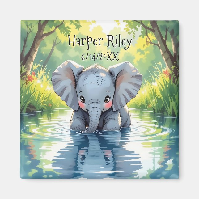 Aimant Bébé éléphant adorable et réflexion personnalisés (Devant)