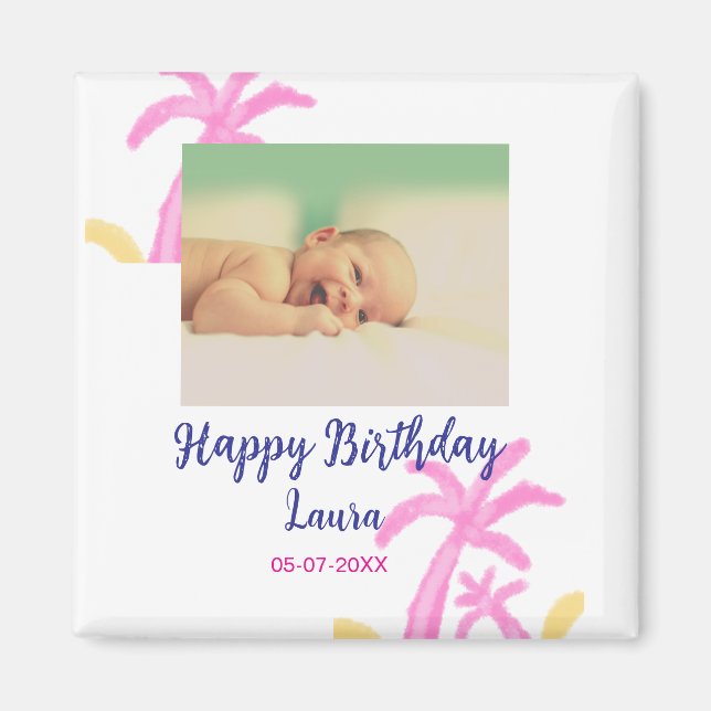 Aimant Bébé enfants 1er anniversaire ajouter le nom date  (Devant)