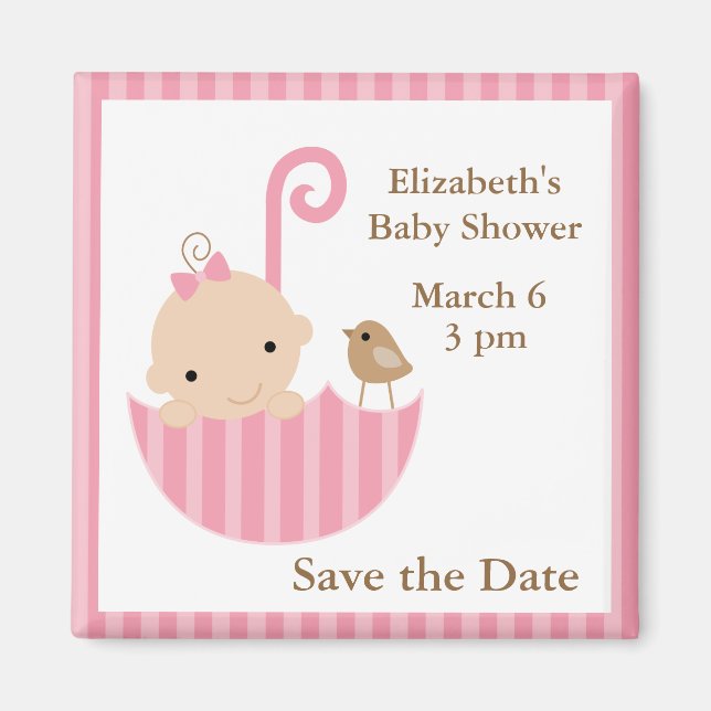 Aimant Bébé et oiseau dans un parapluie (Devant)