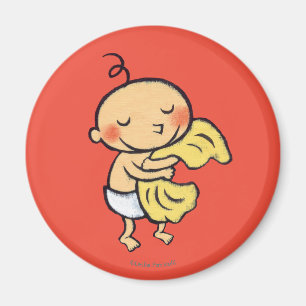 Aimant Bébé étreignant la couverture jaune molle