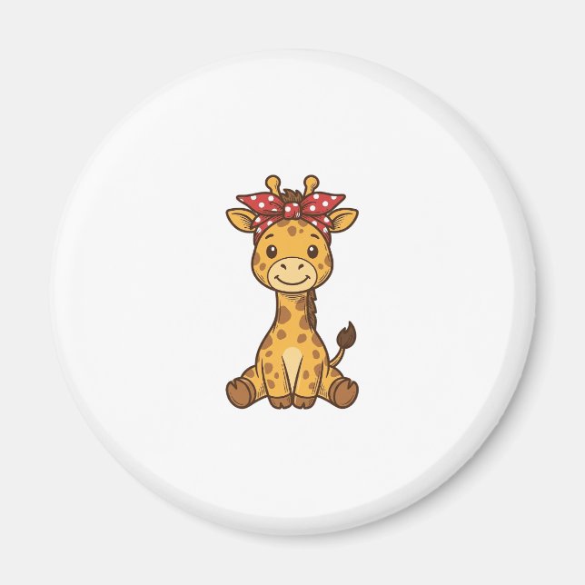 Aimant Bébé girafe mignon avec noeud papillon design vect (Devant)