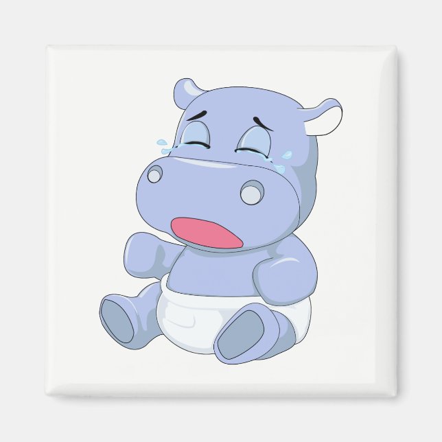 Aimant Bébé hippopotame pleurant (Devant)