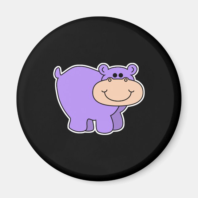Aimant bébé hippopotame violet (Devant)