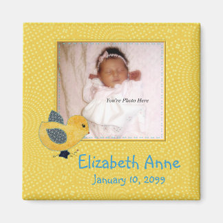 Aimant Bébé jaune mignon Faire-part de naissance photo
