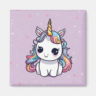 Aimant Bébé Licorne Mignonne Crinière Arc-en-Ciel Lavande