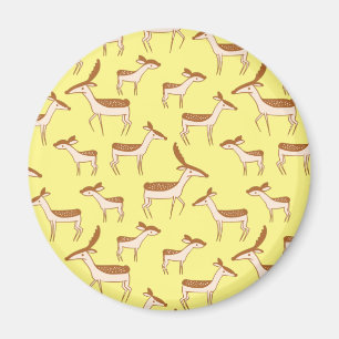 Aimant Bébé mignon Cerf et famille sur Pastel Jaune