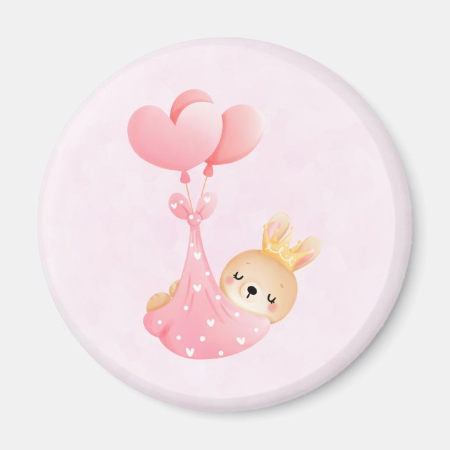 Aimant Bébé mignon dans une couverture de coeur (Devant)