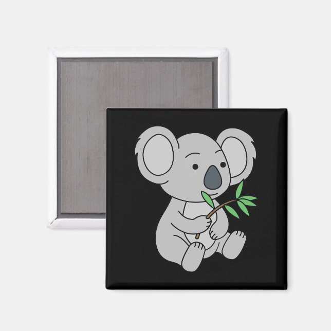 Aimant Bébé mignon Koala avec Eucalyptus Feuilles (Recto/Verso)