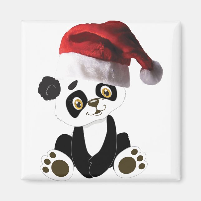 Aimant bébé panda ours de noël (Devant)